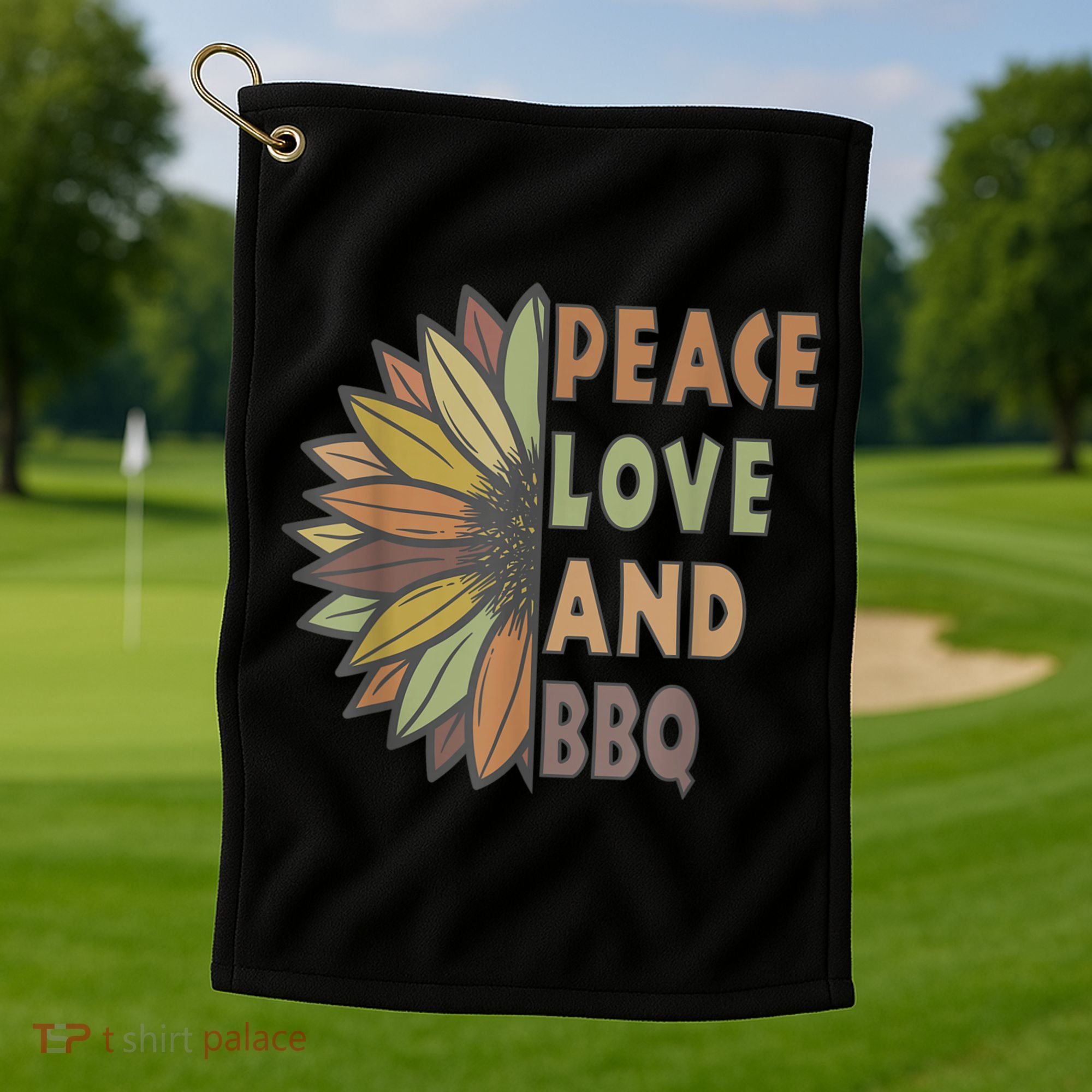 Peace Love And BBQ Golf Towel