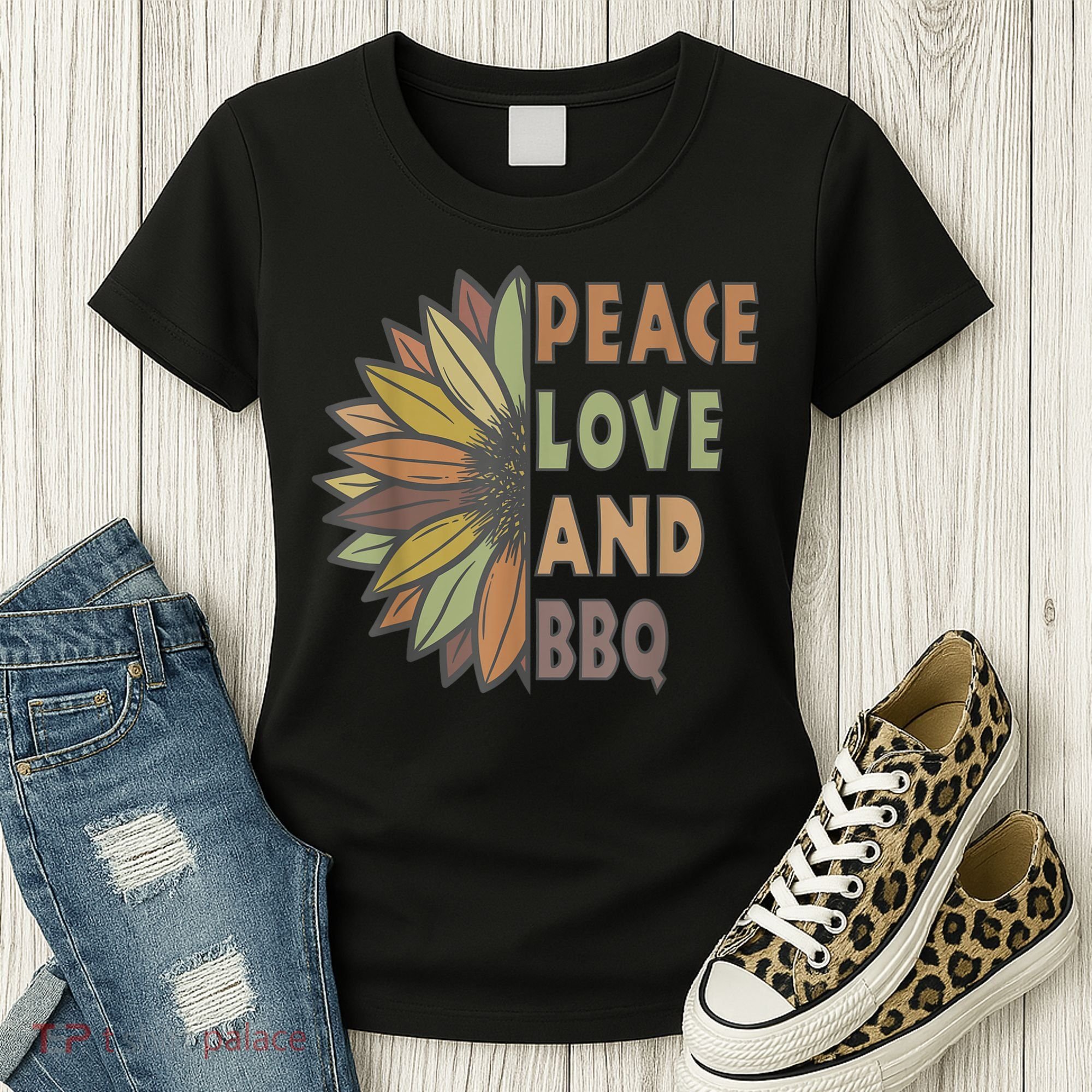 Peace Love And BBQ Women's T-Shirt