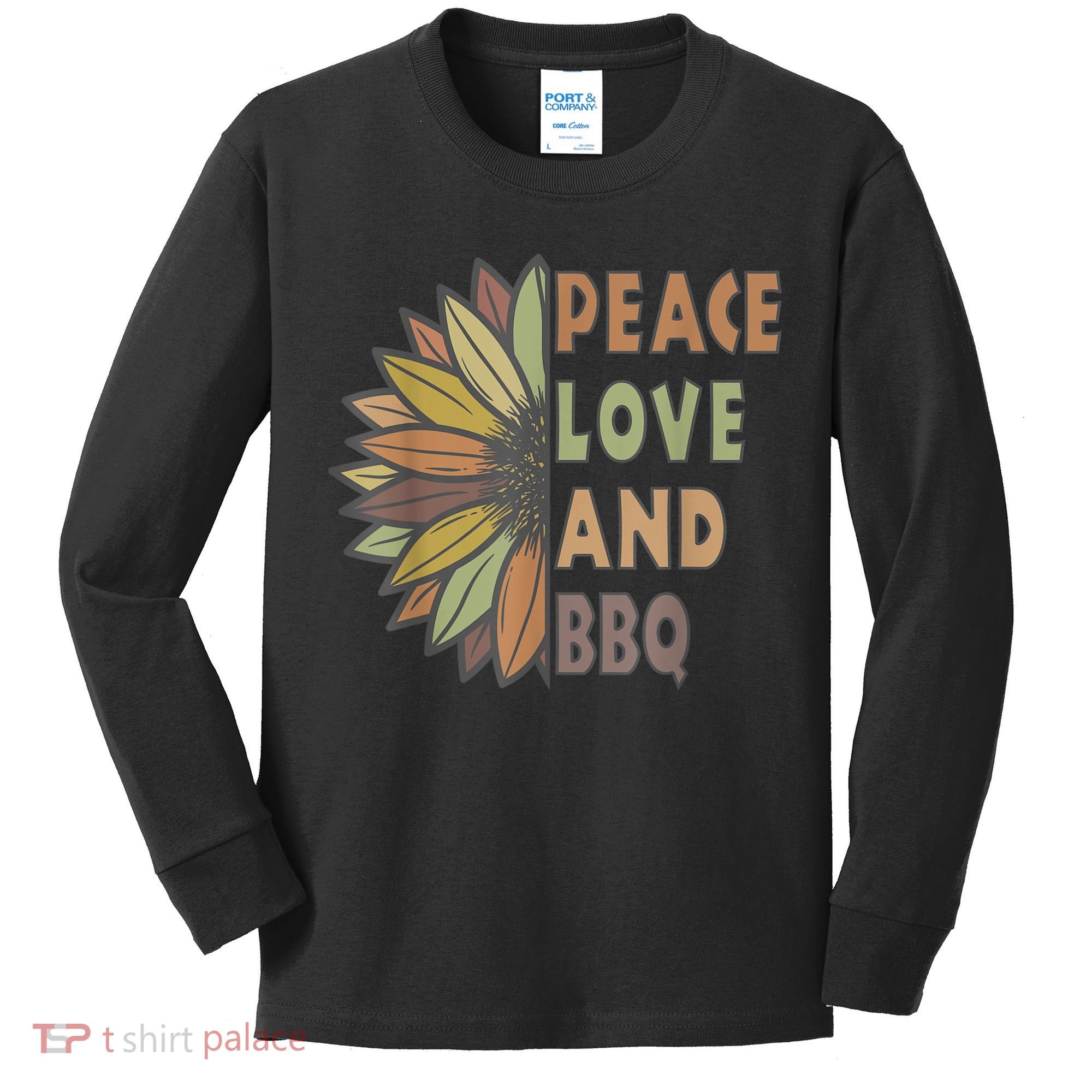 Peace Love And BBQ Kids Long Sleeve Shirt