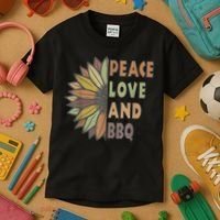 Peace Love And BBQ Kids T-Shirt thumb 3
