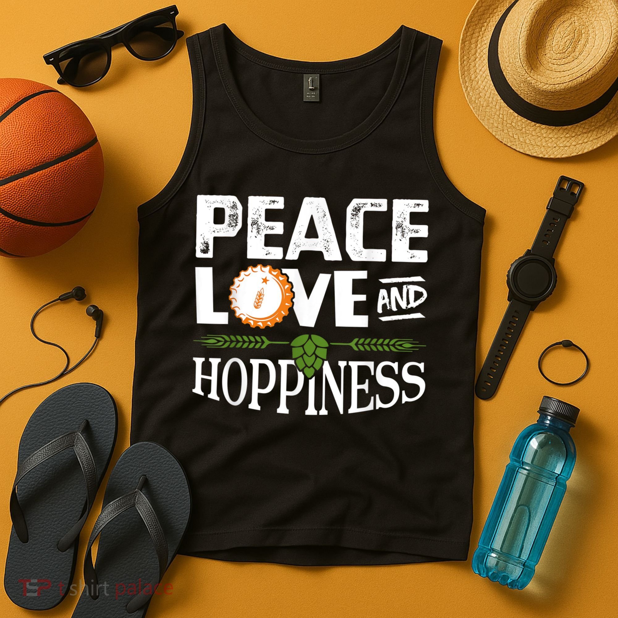 Peace Love And Hoppiness Craft Beer IPA Lovers Brewing Tank Top