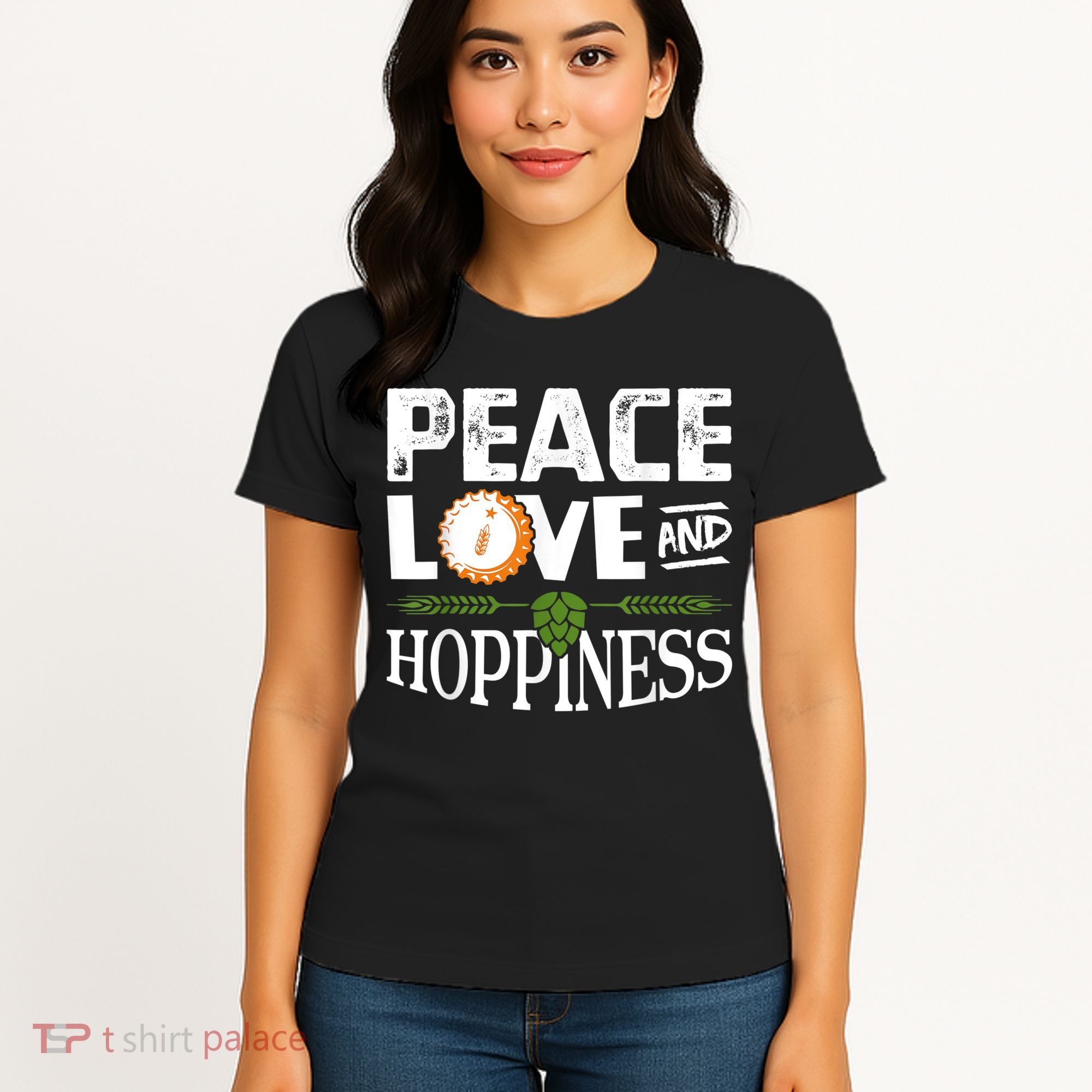 Peace Love And Hoppiness Craft Beer IPA Lovers Brewing Women's T-Shirt
