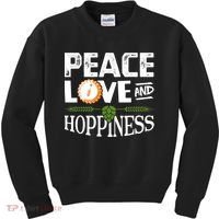 Peace Love And Hoppiness Craft Beer IPA Lovers Brewing Kids Sweatshirt thumb 0