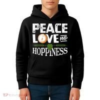 Peace Love And Hoppiness Craft Beer IPA Lovers Brewing Kids Hoodie thumb 4