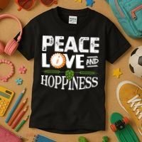 Peace Love And Hoppiness Craft Beer IPA Lovers Brewing Kids T-Shirt thumb 3