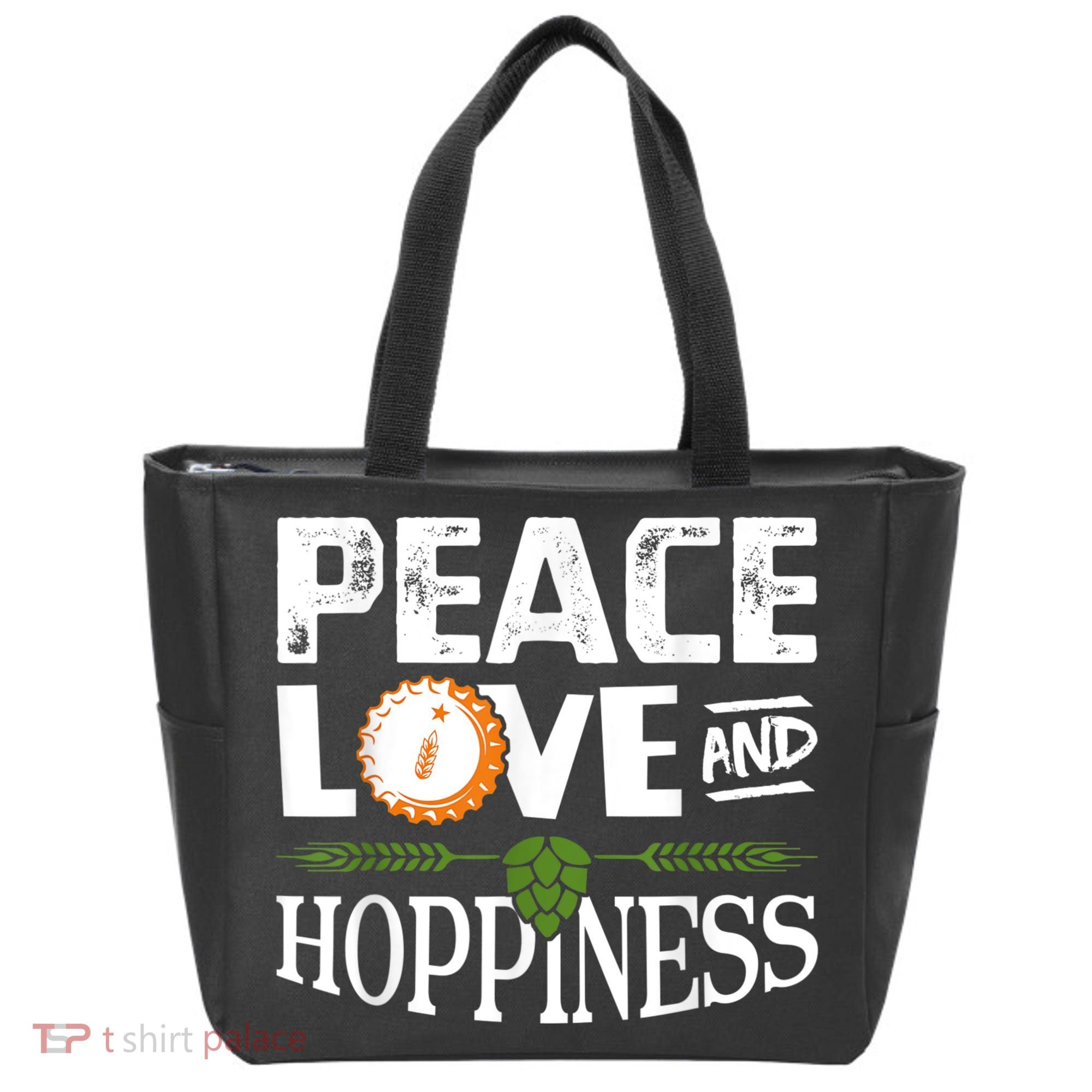 Peace Love And Hoppiness Craft Beer IPA Lovers Brewing Tote Bag