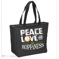 Peace Love And Hoppiness Craft Beer IPA Lovers Brewing Tote Bag thumb 2
