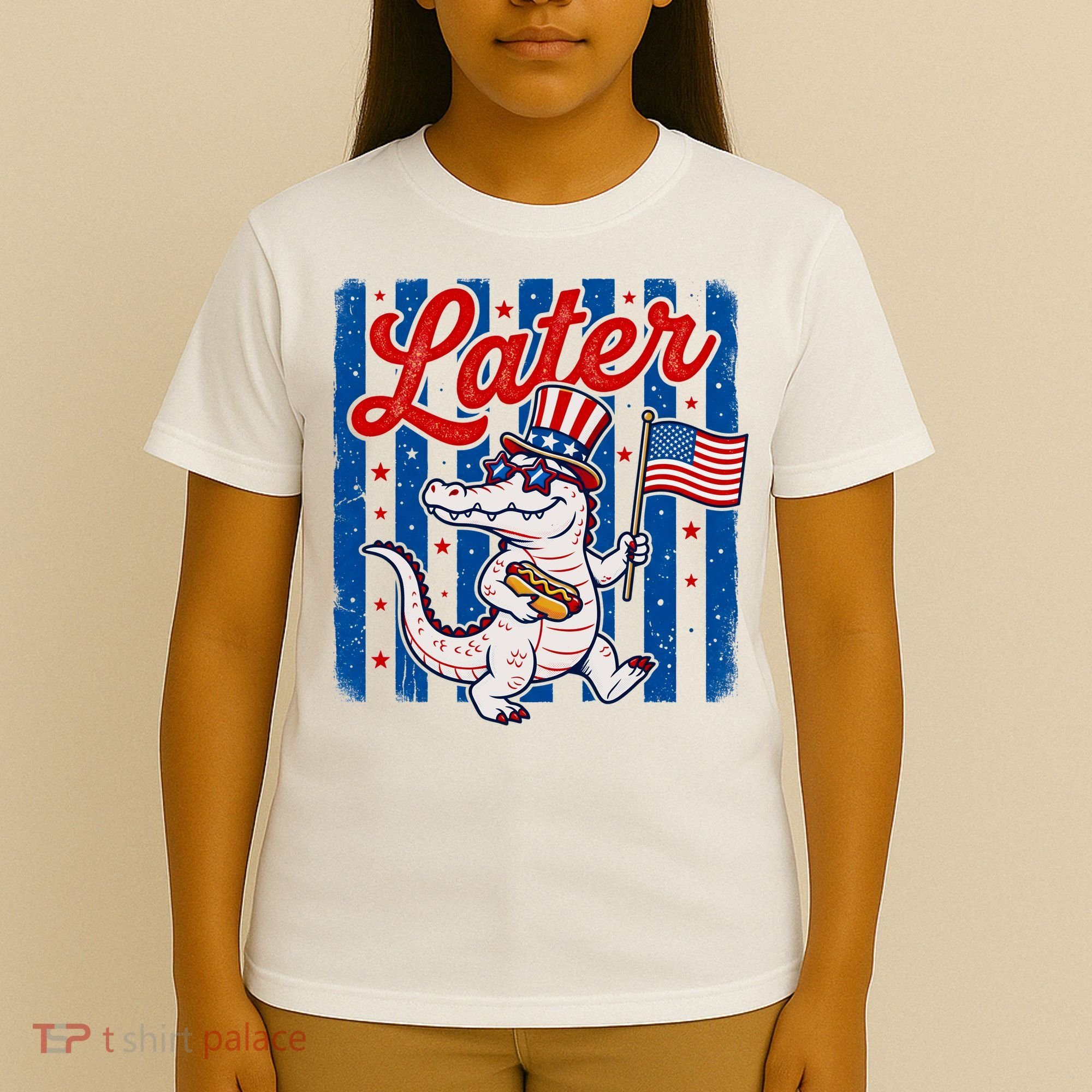 Patriotic Later Alligator USA American  Flag Fourth Of July 250th Anniversary T-Shirt