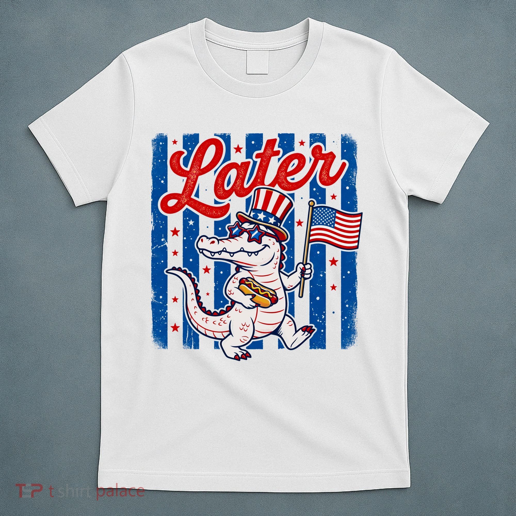 Patriotic Later Alligator USA American  Flag Fourth Of July 250th Anniversary T-Shirt