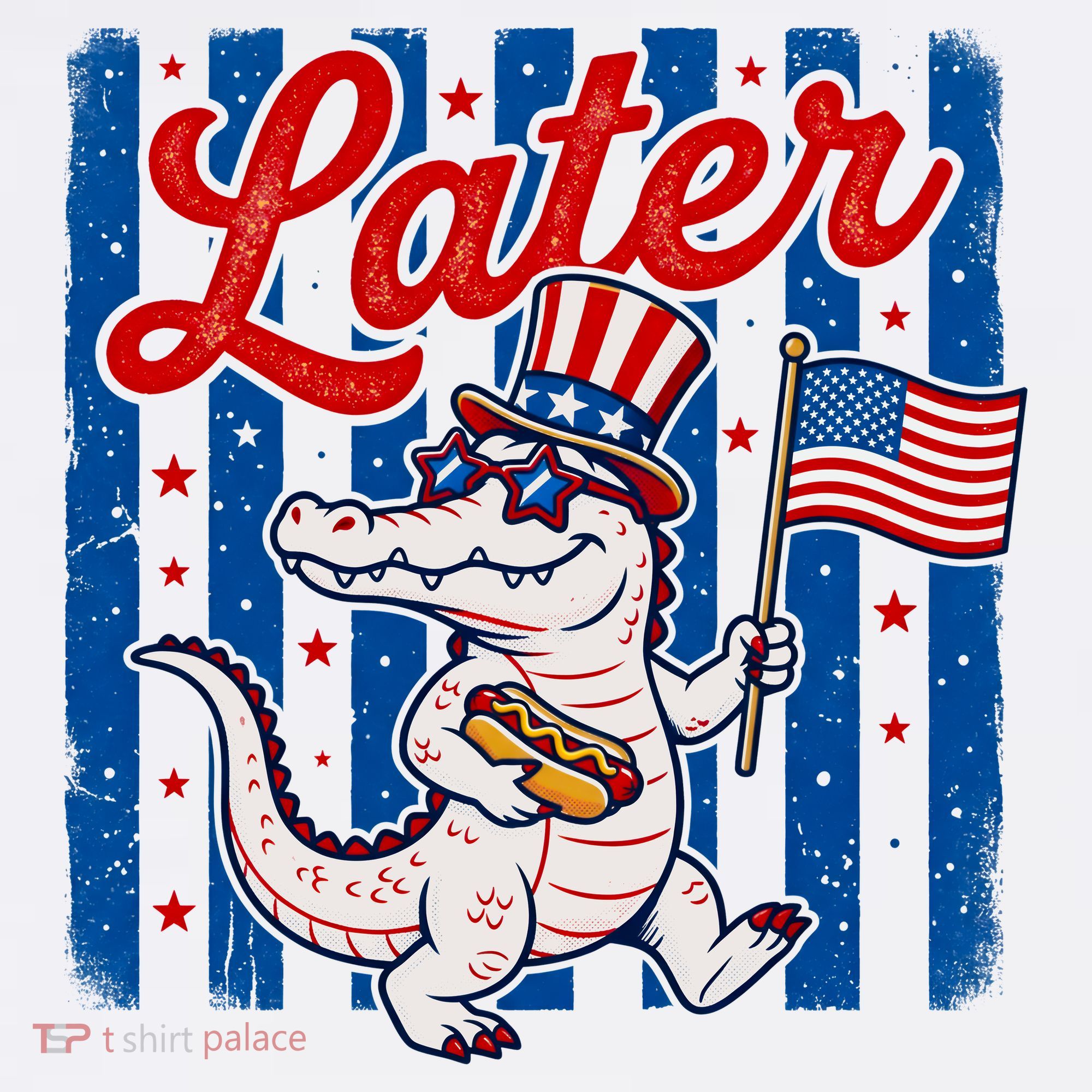 Patriotic Later Alligator USA American  Flag Fourth Of July 250th Anniversary Women's Tank Top
