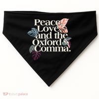 Peace Love And The Comma Grammar Lover USA-Made Doggie Bandana thumb 0