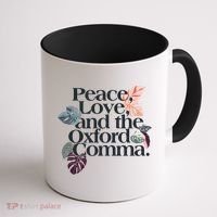 Peace Love And The Comma Grammar Lover Coffee Mug thumb 1