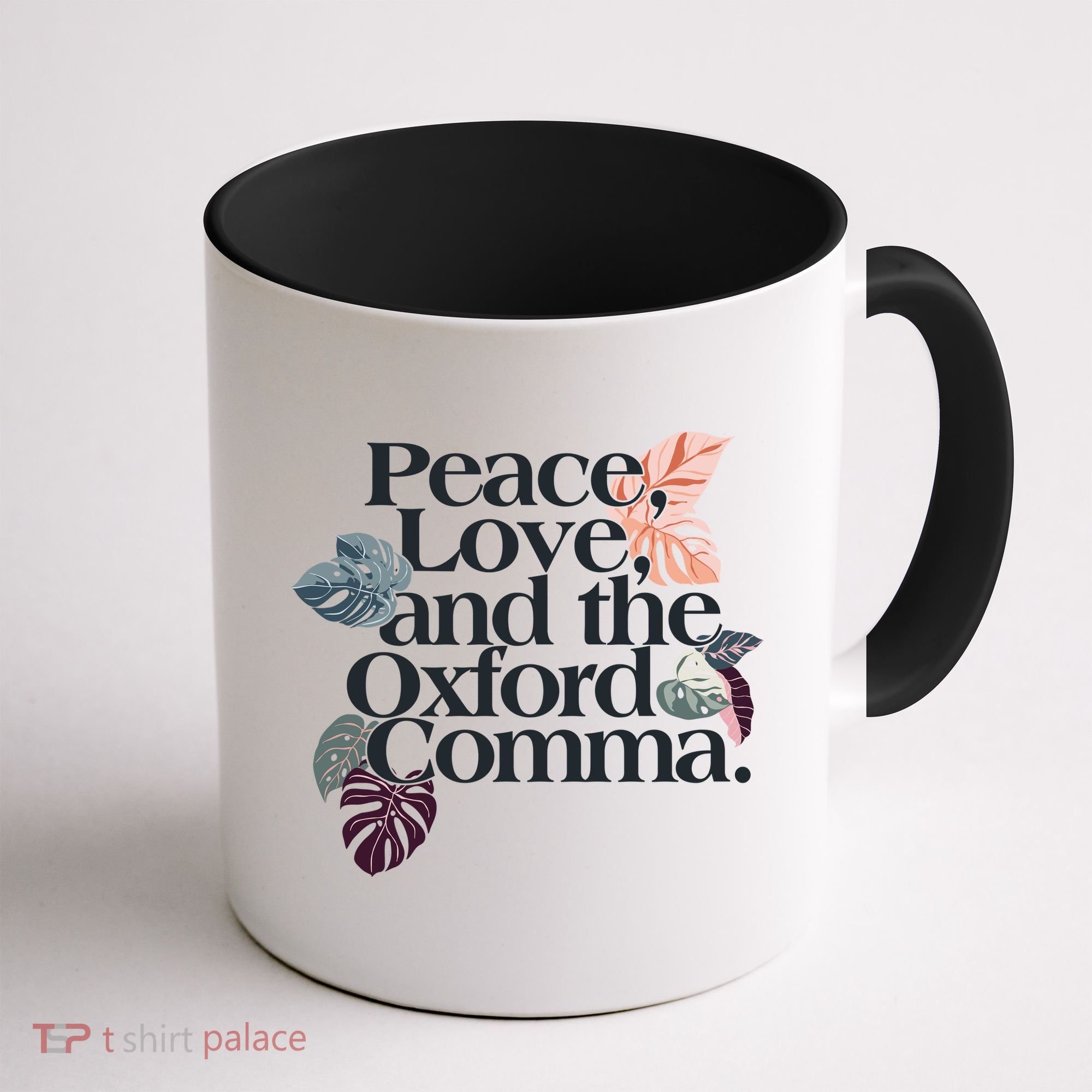 Peace Love And The Comma Grammar Lover Coffee Mug