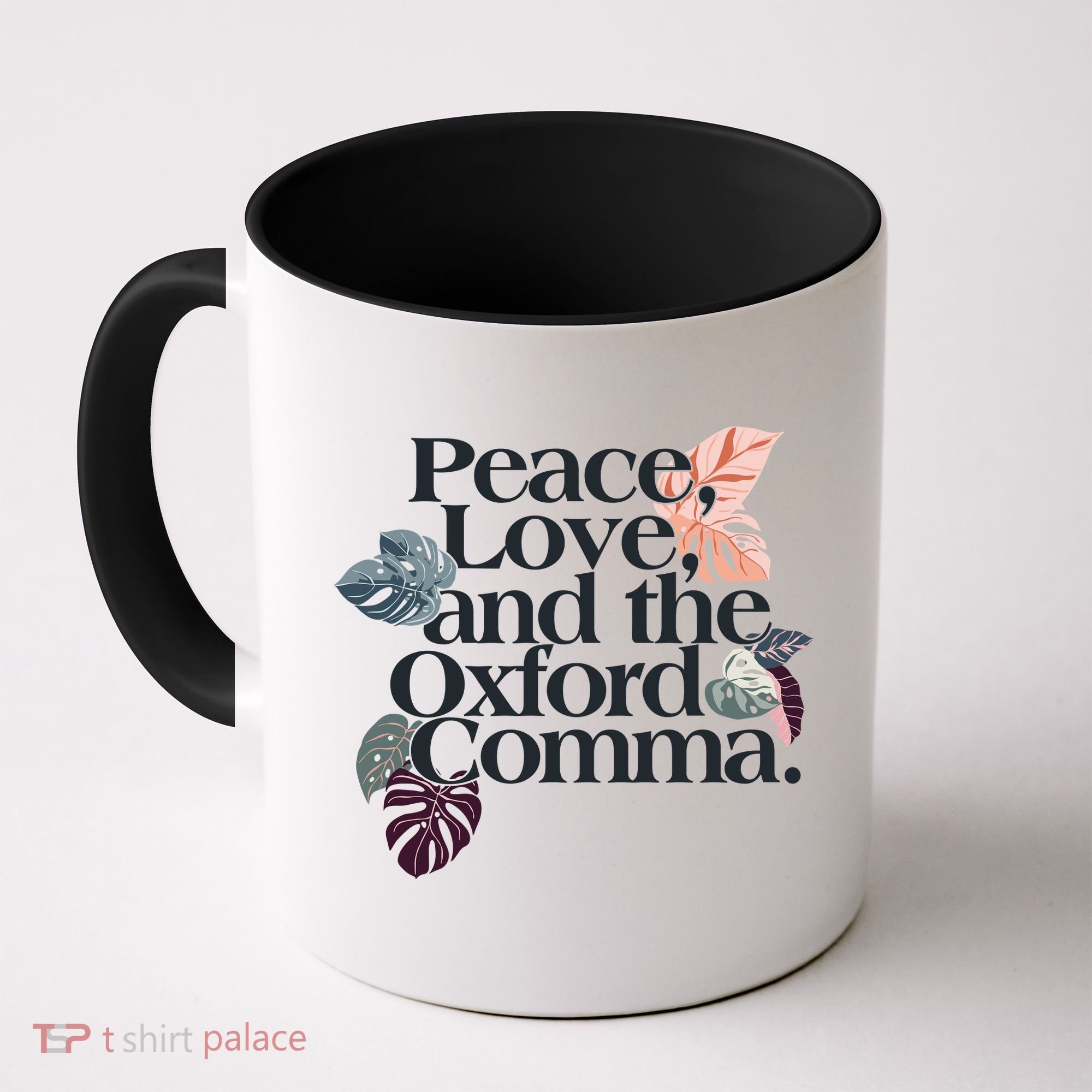 Peace Love And The Comma Grammar Lover Coffee Mug