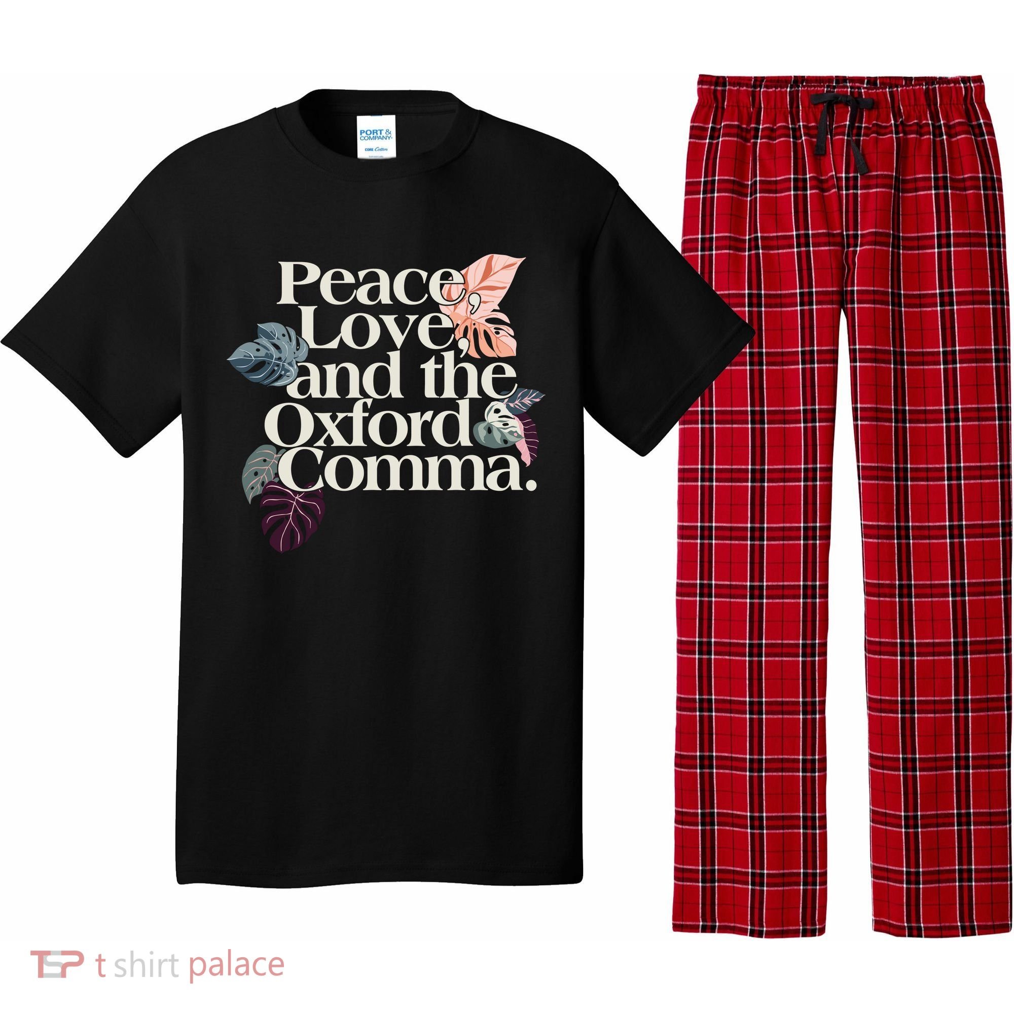 Peace Love And The Comma Grammar Lover Pajama Set