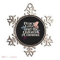 Peace Love And The Comma Grammar Lover Ornament thumb 0