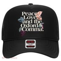 Peace Love And The Comma Grammar Lover Hat thumb 0