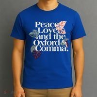 Peace Love And The Comma Grammar Lover T-Shirt thumb 3