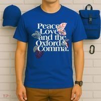 Peace Love And The Comma Grammar Lover T-Shirt thumb 6
