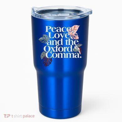Peace Love And The Comma Grammar Lover Tumbler