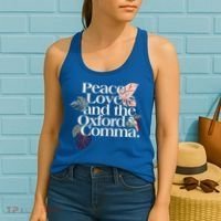 Peace Love And The Comma Grammar Lover Women's Tank Top thumb 2