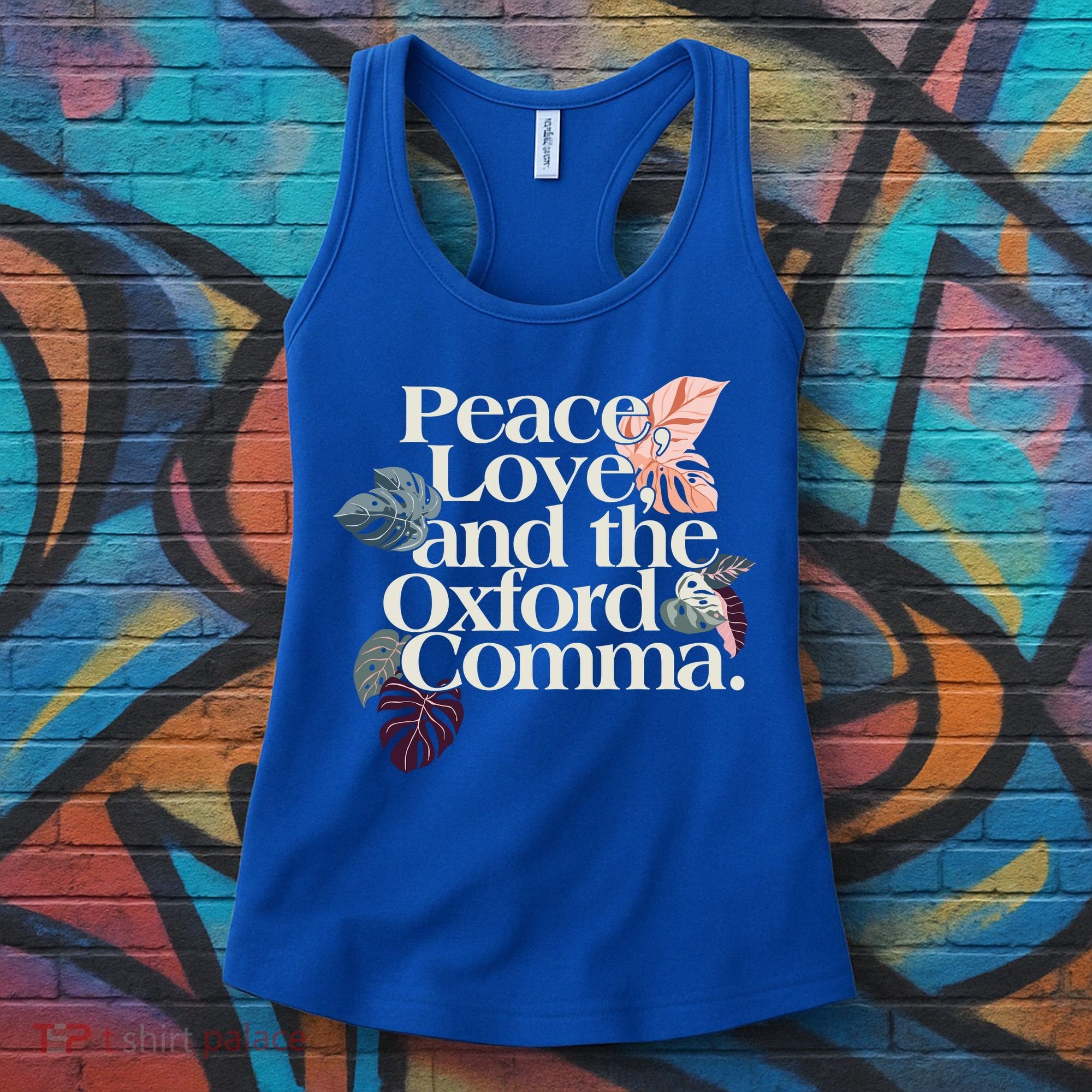 Peace Love And The Comma Grammar Lover Women's Tank Top