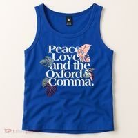 Peace Love And The Comma Grammar Lover Tank Top thumb 2