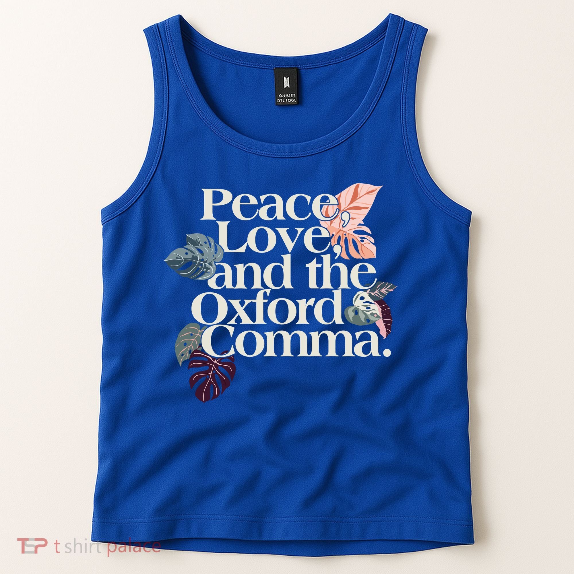 Peace Love And The Comma Grammar Lover Tank Top