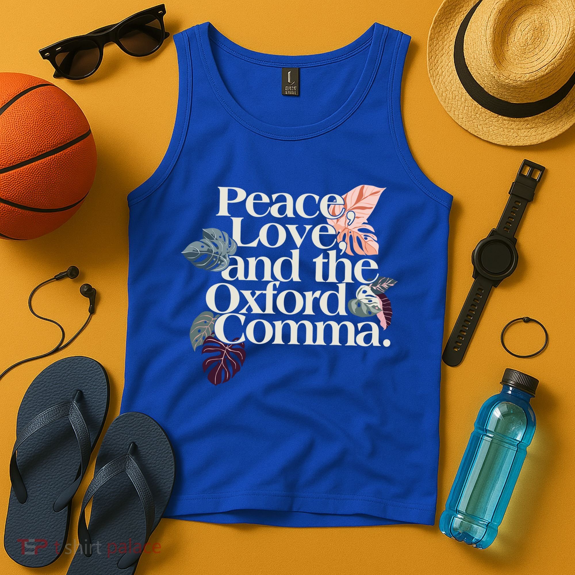 Peace Love And The Comma Grammar Lover Tank Top