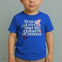 Peace Love And The Comma Grammar Lover Toddler T-Shirt thumb 2