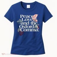 Peace Love And The Comma Grammar Lover Women's T-Shirt thumb 0
