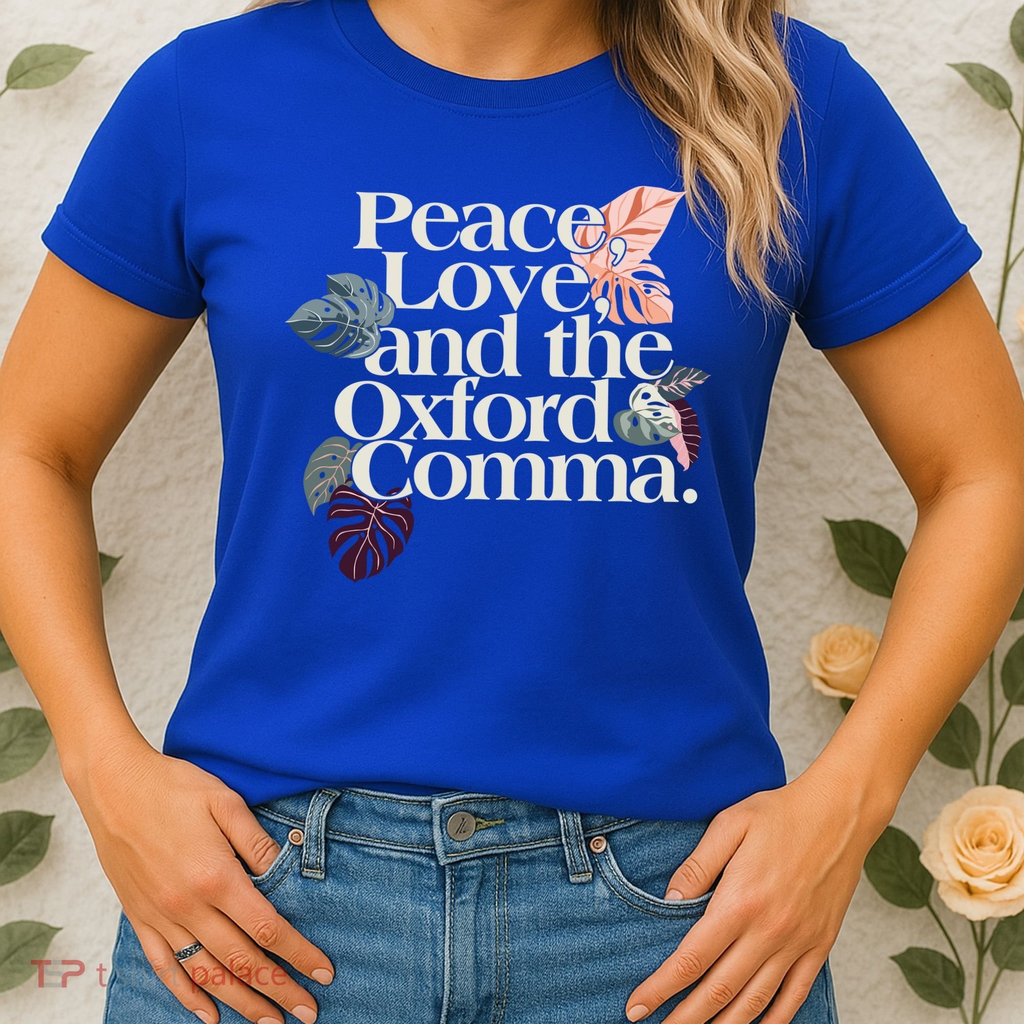 Peace Love And The Comma Grammar Lover Women's T-Shirt