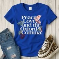 Peace Love And The Comma Grammar Lover Women's T-Shirt thumb 3