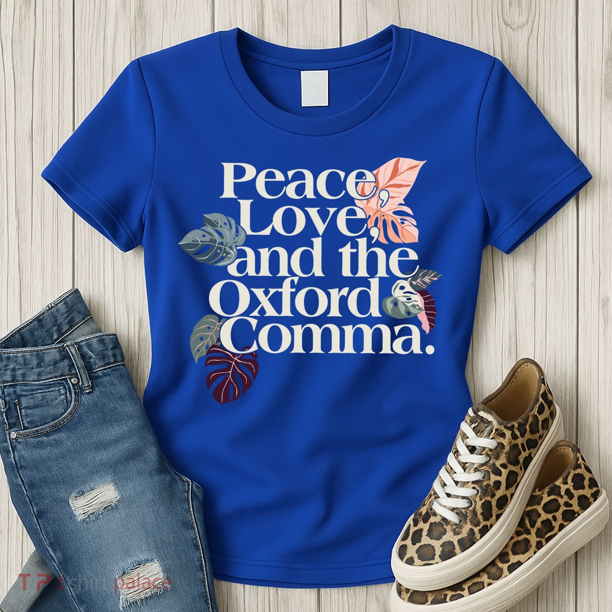 Peace Love And The Comma Grammar Lover Women's T-Shirt