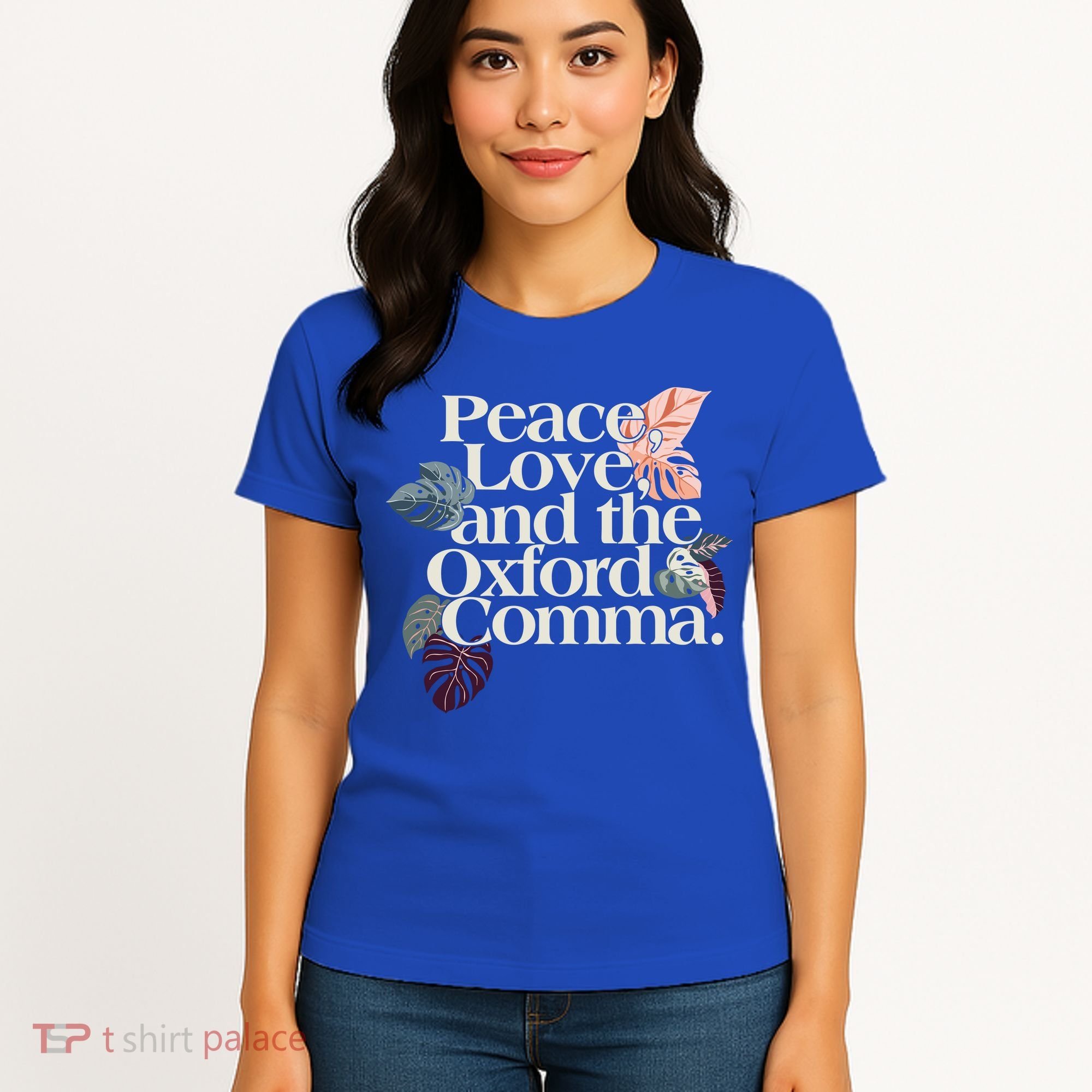 Peace Love And The Comma Grammar Lover Women's T-Shirt