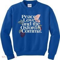 Peace Love And The Comma Grammar Lover Kids Sweatshirt thumb 0
