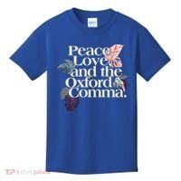 Peace Love And The Comma Grammar Lover Kids T-Shirt thumb 0