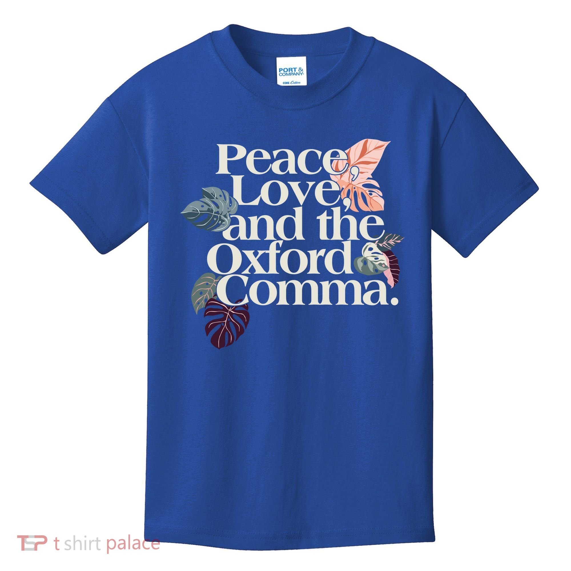 Peace Love And The Comma Grammar Lover Kids T-Shirt
