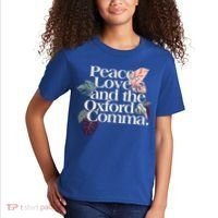 Peace Love And The Comma Grammar Lover Kids T-Shirt thumb 2