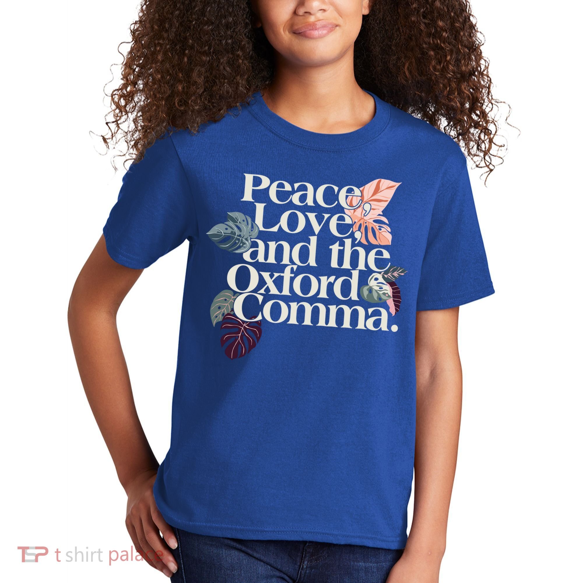 Peace Love And The Comma Grammar Lover Kids T-Shirt