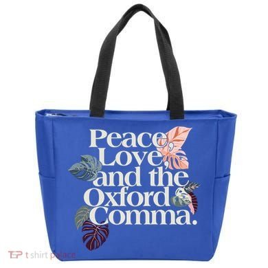 Peace Love And The Comma Grammar Lover Tote Bag