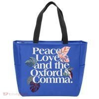 Peace Love And The Comma Grammar Lover Tote Bag thumb 0