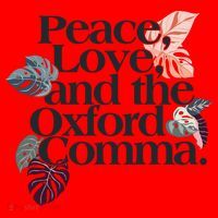 Peace Love And The Comma Grammar Lover Santa Hat thumb 1