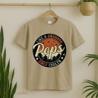 Pops Like A Grandpa Only Cooler Vintage Retro Fathers Day T-Shirt thumb 2