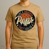 Pops Like A Grandpa Only Cooler Vintage Retro Fathers Day T-Shirt thumb 3