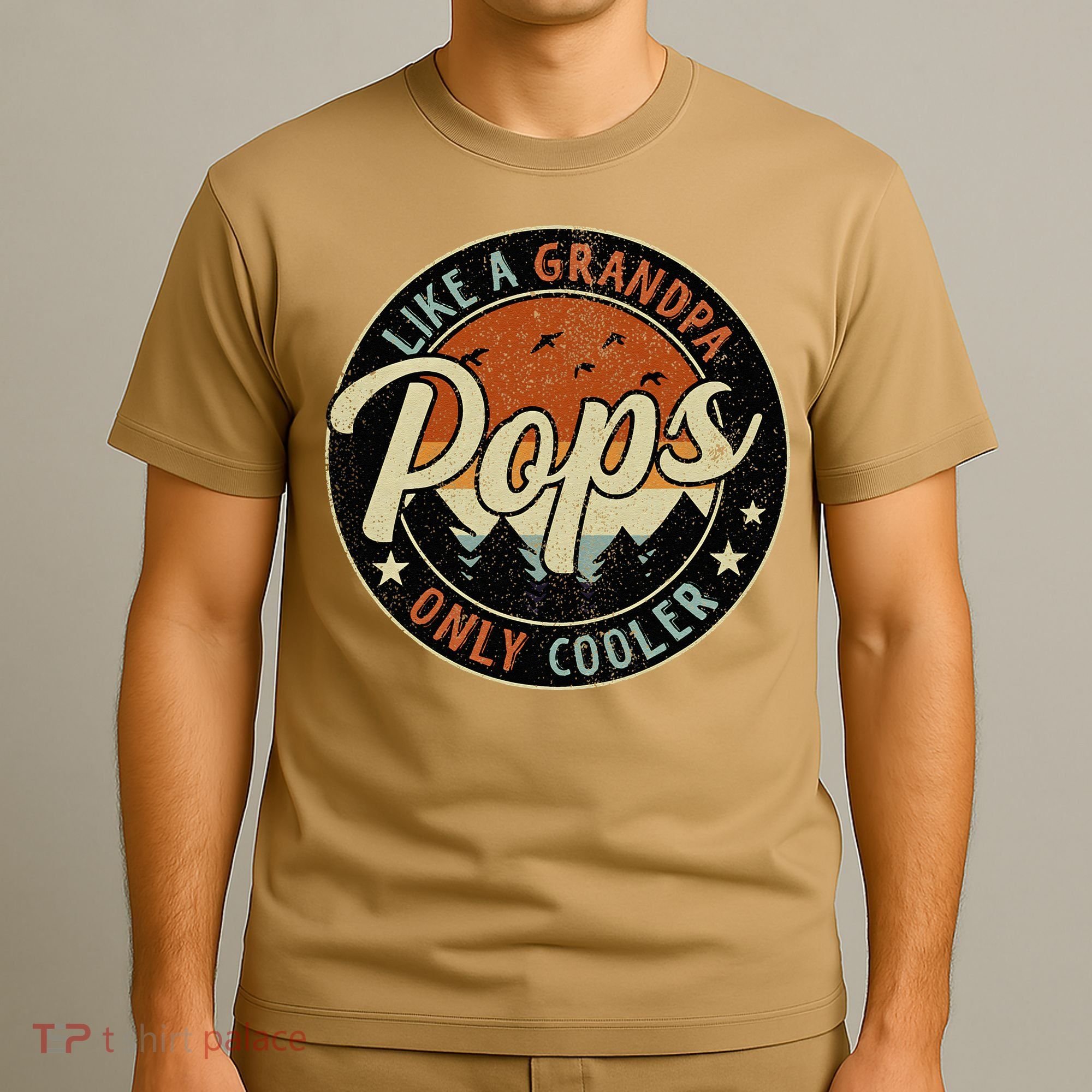 Pops Like A Grandpa Only Cooler Vintage Retro Fathers Day T-Shirt