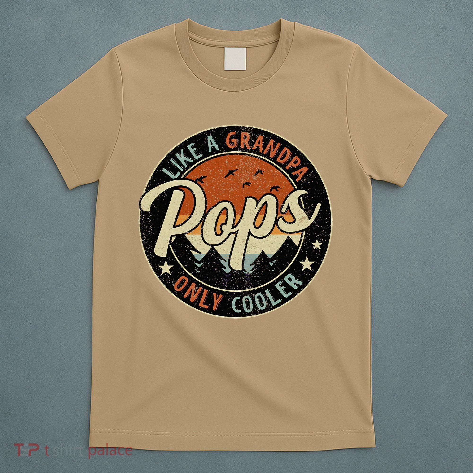 Pops Like A Grandpa Only Cooler Vintage Retro Fathers Day T-Shirt