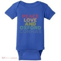 Peace Love And Oxford Commas Cool Gift Baby Bodysuit thumb 0