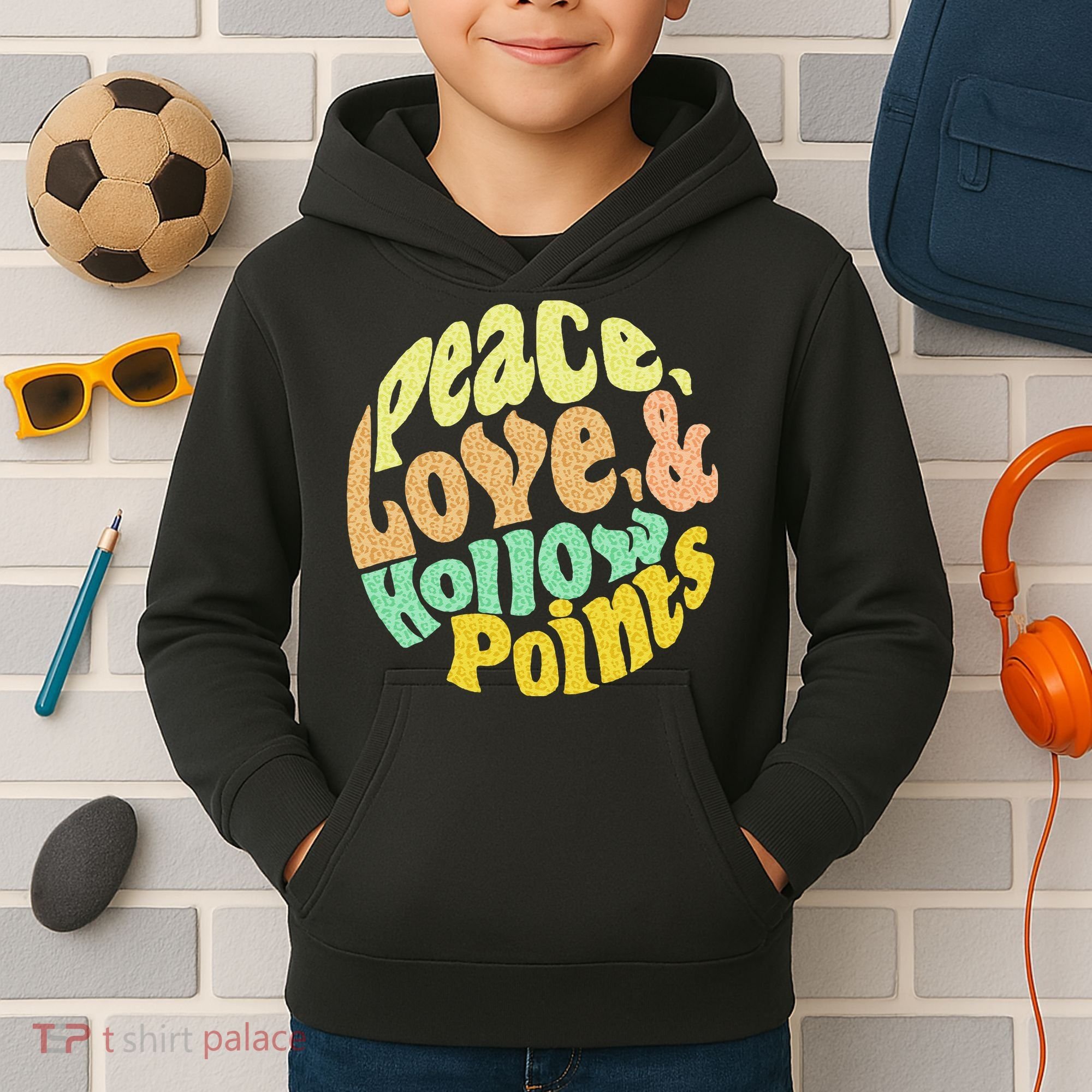 Peace Love And Hollow Points Kids Hoodie