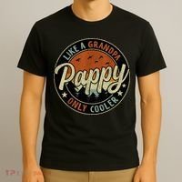 Pappy Like A Grandpa Only Cooler Vintage Retro Father's Day T-Shirt thumb 3